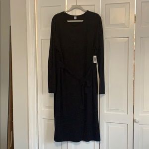 Jersey-Knit Tie-Waist Midi Sheath Dress